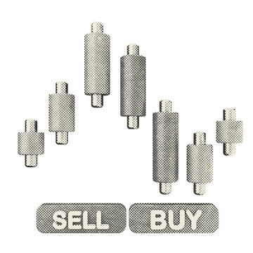 3d trading buy sell chart halftone style