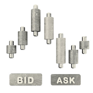 3d trading bid ask chart halftone style