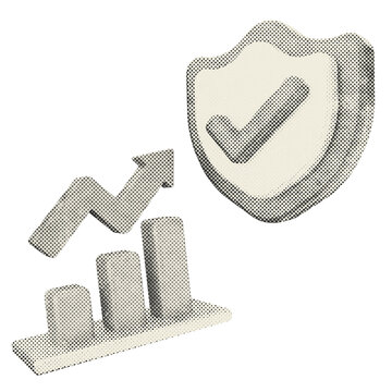 3d trading protection shield halftone style
