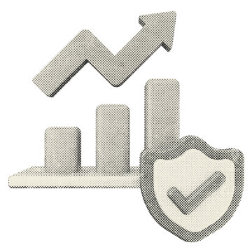 3d trading protection shield halftone style
