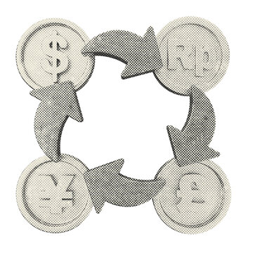 3d trading exchange halftone style