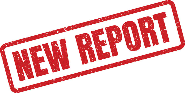 Textured rectangular stamp with a gritty overlay displaying the essential NEW REPORT notification prominently