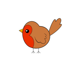 Brown and red Christmas robin animal bird clip art