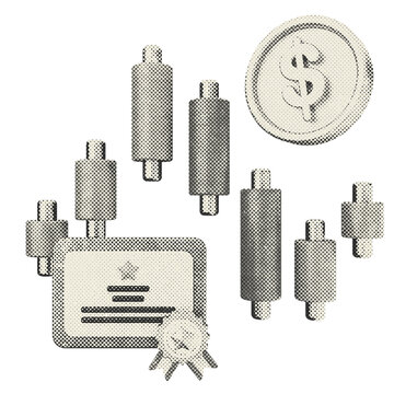 3d trading reward winner halftone style