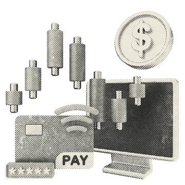3d trading chart pc halftone style