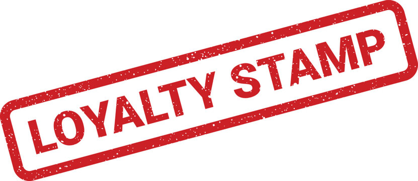 Textured red rectangular impression showing LOYALTY STAMP for reinforcing customer recognition