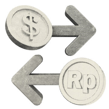 3d trading exchange dollar rupiah halftone style