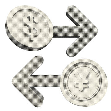 3d trading exchange dollar yen halftone style