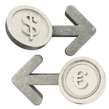 3d trading exchange dollar euro halftone style