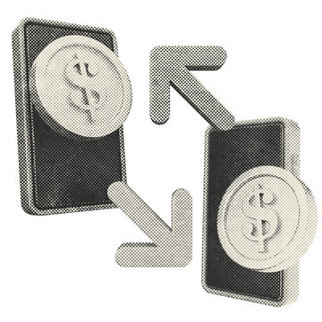 3d trading smartphone exchange halftone style