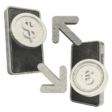 3d trading smartphone exchange halftone style
