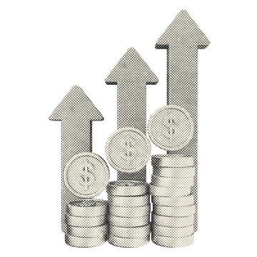 3d trading increase profit halftone style