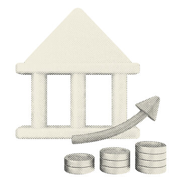 3d trading bank halftone style