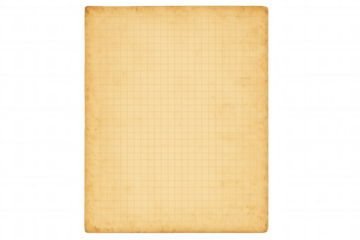 Old graph paper texture creating a vintage background with blank yellowed squared sheet, transparent background