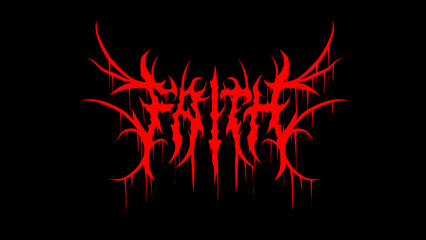Faith typography vector in symmetrical shapes black metal custom Lettering style for streetwear, t-shirt print apparel, sticker, poster, band name