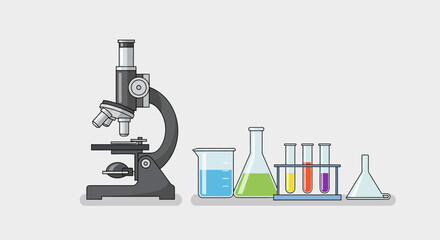 Microscope and Laboratory Equipment A Vector Illustration for Science and Research