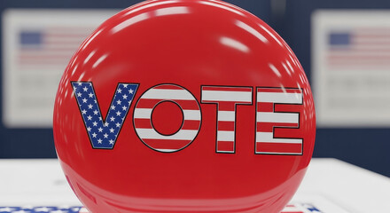 Red Sphere With VOTE Written In American Flag Design