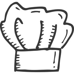 Hand Drawn Chef Hat Outline Drawing Isolated on Transparent Background Minimalist Black and White Sketch Culinary Profession Symbol