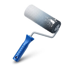 A Blue Handled Paint Roller With a White And Black Roller Head