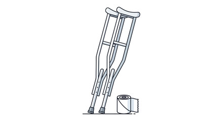 Line art illustration of crutches, symbolizing essential mobility support for recovery from injuries. Represents rehabilitation and assistance in regaining physical independence