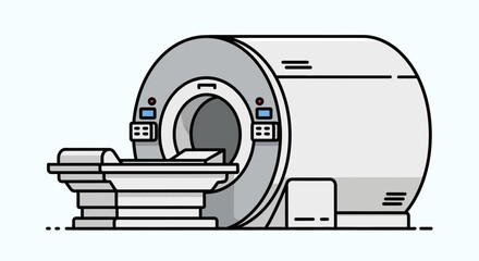 Illustration of a Magnetic Resonance Imaging (MRI) machine used for medical diagnostics and medical imaging