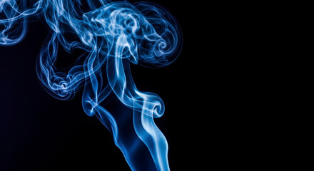 Ethereal Wisps of Blue Smoke Dance Against a Dark Background