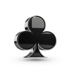 Elegant 3D Black Club Symbol With Chrome Edge Design
