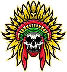 Collection of Colorful Native American Chief Stickers with Tribal Feather Headdresses and Traditional Indigenous Vector Illustrations