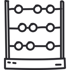 Hand Drawn Doodle Icon of an Abacus on a Transparent Background With Three Rows and Three Columns of Beads
