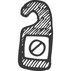 Hand Drawn Door Hanger Icon With No Entry Symbol Black And White Sketch Style Transparent Background