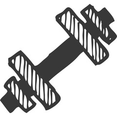 Hand Drawn Dumbbell Icon Representing Fitness and Exercise in a Simple Sketch Style on a Transparent Background