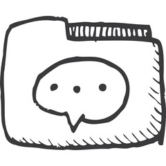 Hand Drawn Folder Icon With Speech Bubble Symbol Representing Communication And Information Storage On Transparent Background