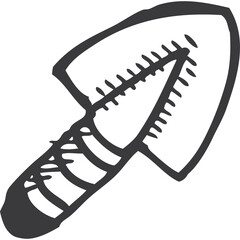 Hand Drawn Garden Trowel Icon with Simple Sketch Style on Transparent Background for Gardening and Planting Elements