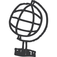 Hand Drawn Globe Icon On Transparent Background Representing Education And Learning With A Simple Sketch Style