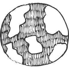 Hand Drawn Globe Icon Representing Global Connection And Communication With Black Ink On White Background And Transparent Background