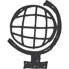 Hand Drawn Globe Icon Vector Art Of World Map On Stand With Transparent Background Simple Sketch Style Communication Concept