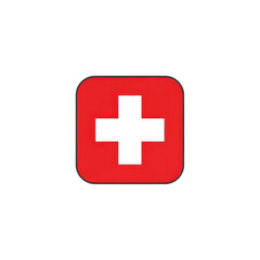 Obraz premium White Cross Red Square Swiss Flag Emblem