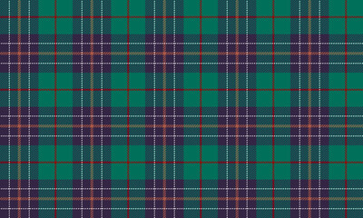 Seamless plaid pattern in purple, green, red, and white for designing clothes, skirts, pants, dresses, and aprons that are distinctive and unique.