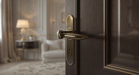 Obraz premium Luxurious Interior Entrance, Open Doorway to Elegant Room