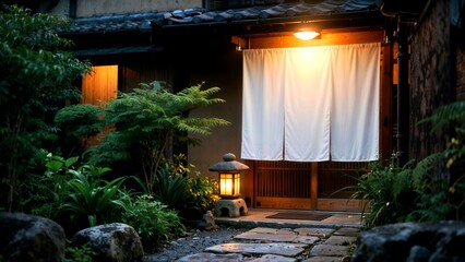 Obraz premium Traditional Japanese Entrance Night Garden