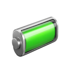 A fully charged battery icon on a black background symbolizing power and energy