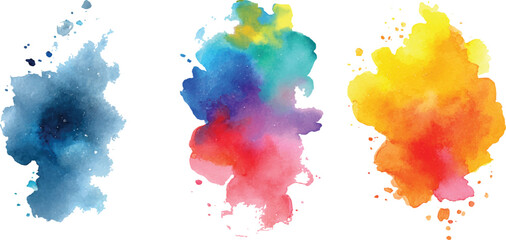 Set of watercolor brash multicolored design. watercolor on white background Set of watercolor circles brash multicolored. watercolor on white background