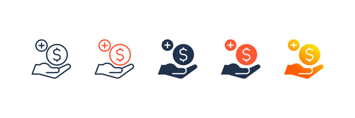 Employer Contribution icon set multiple style collection