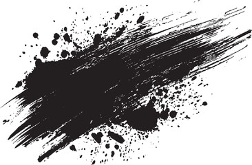 Vector modern black hand painted grunge brush stroke with splatters of paint stroke Vector grunge brush strokes texture rough black scratches for wallpaper, paint splatter template, 