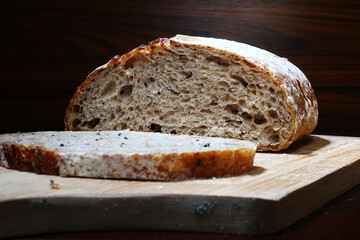 Traditional bread on the wooden board. Brazilian breakfast.