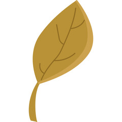 A simple golden leaf with veins shown against a transparent background autumn season symbol of fall and nature