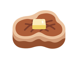 バターをのせた、フィレステーキ肉のアイコンのイラスト