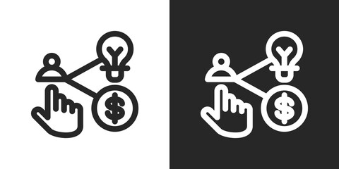 Resource Allocation Icon Set in Black and White Outline Style