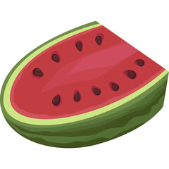 A Single Slice Of Watermelon With Red Flesh And Dark Seeds On A Transparent Background