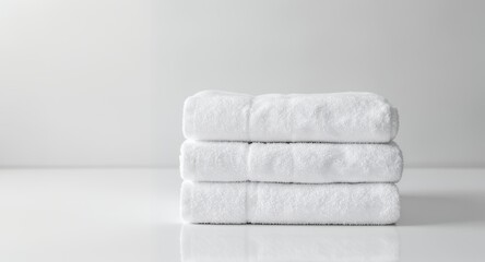 Stacked White Terry Cloth Towels on a Clean Surface